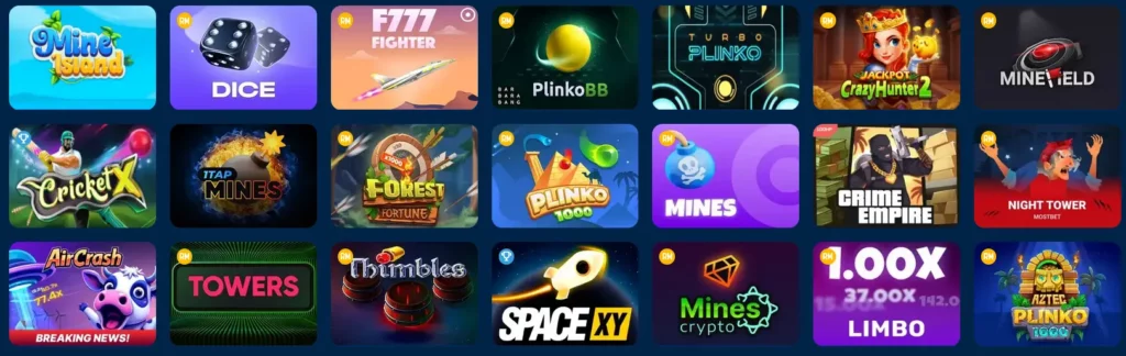Fast Games on Casino Mostbet