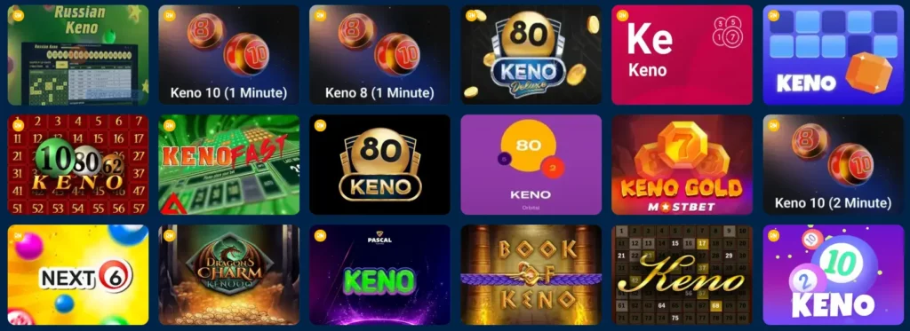 Keno Games on Mostbet