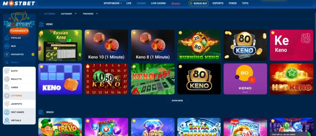 Lotteries at Mostbet