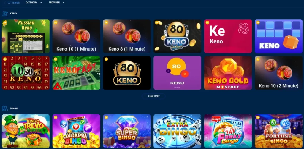 Lotteries on Mostbet