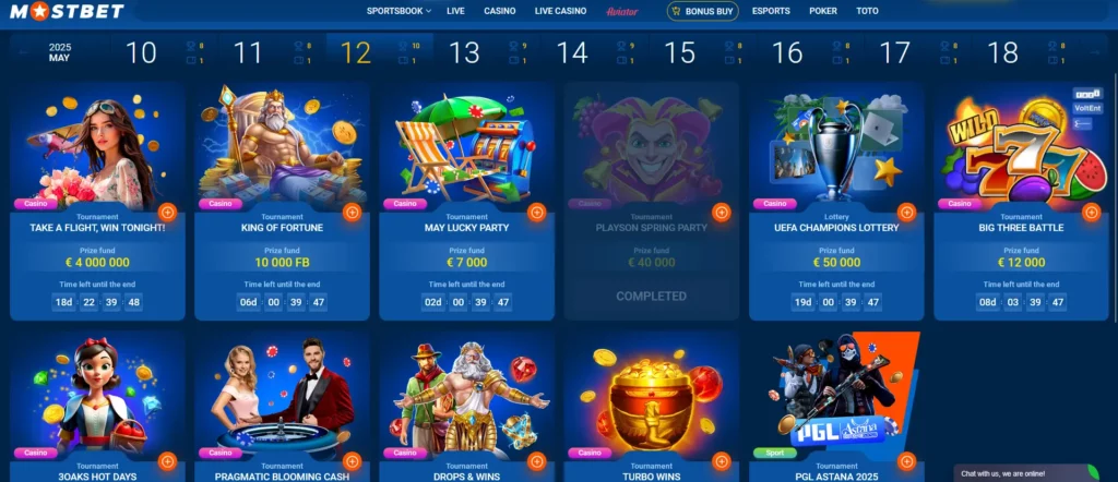 Tournaments at Mostbet Casino